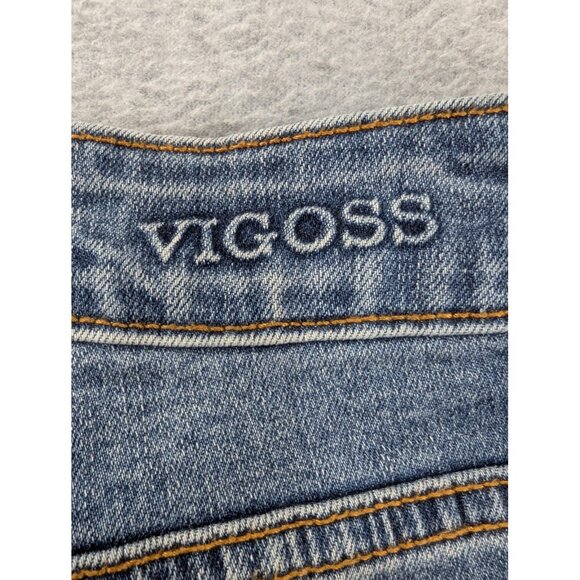 Vigoss Gwen Kick Flare Jeans Womens 27x26 Blue High Rise Raw Hem Distressed - Picture 11 of 16